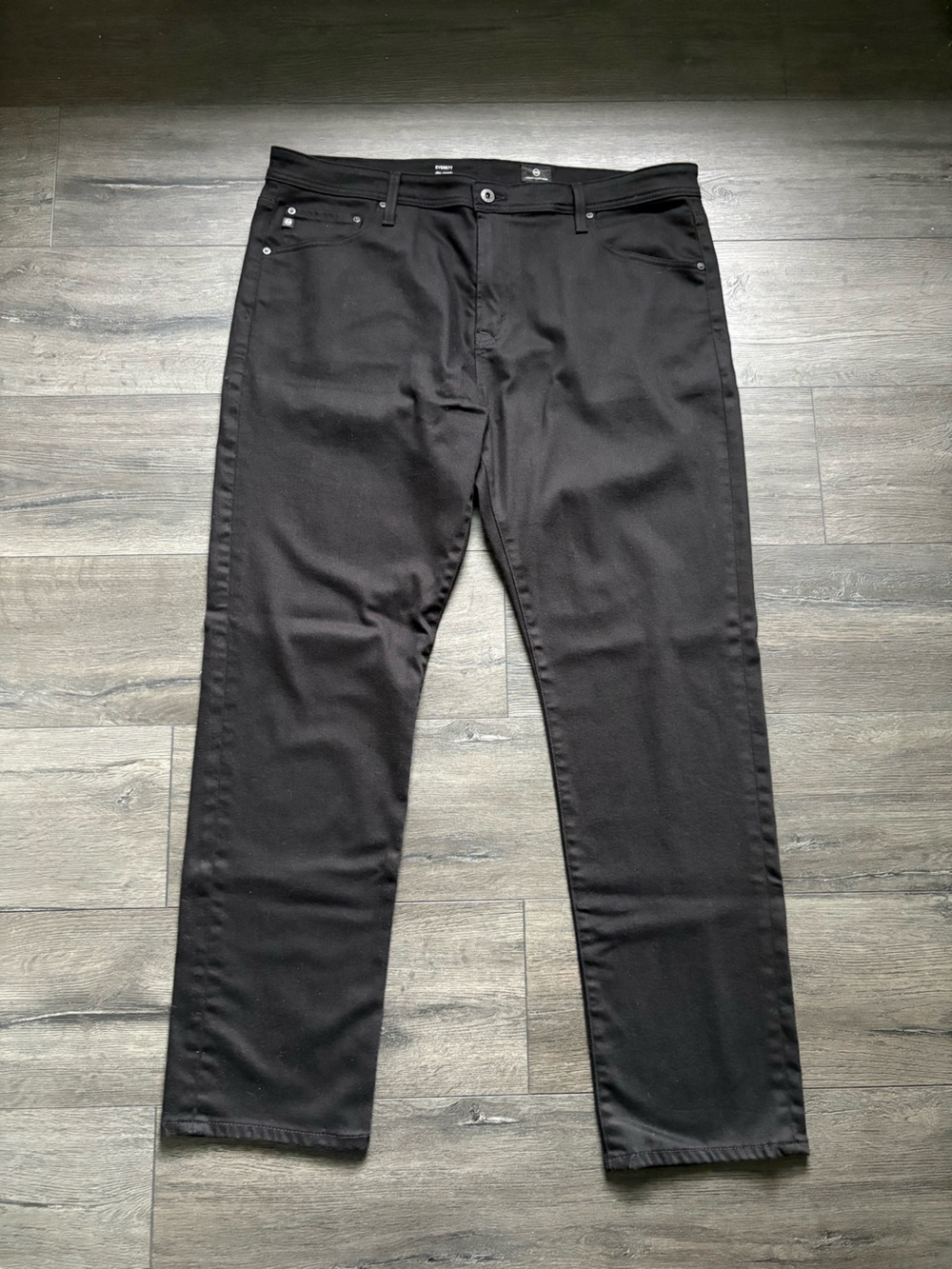 AG Adriano Goldschmied The Everett Slim Straight Black Denim Jeans Size 40x32